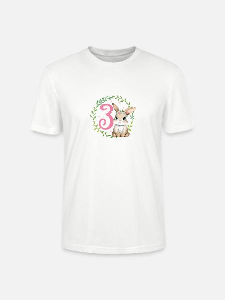 Geburtstag 3 Hase Waldtier Mädchen Drei 3 Jahre al - Stanley/Stella Unisex Bio-T-Shirt CRAFTER - Weiß