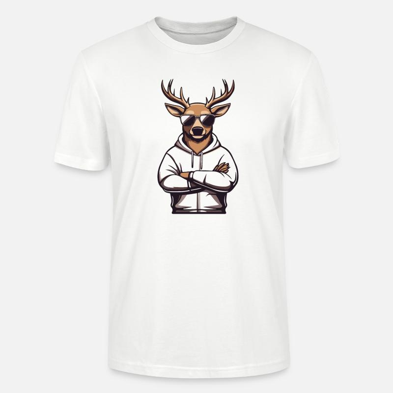 Deer Sunglasses Comic - Stanley/Stella CRAFTER Unisex Organic T-Shirt - white