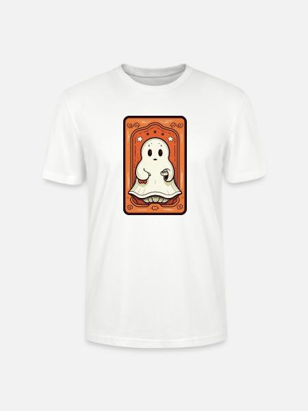 Orange Ghost Tarot Card - Stanley/Stella CRAFTER Unisex Organic T-Shirt - white