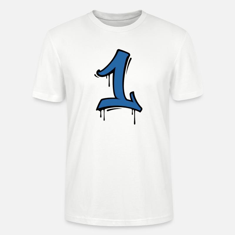 Graffiti Eins Neonblau - Stanley/Stella Unisex Bio-T-Shirt CRAFTER - Weiß