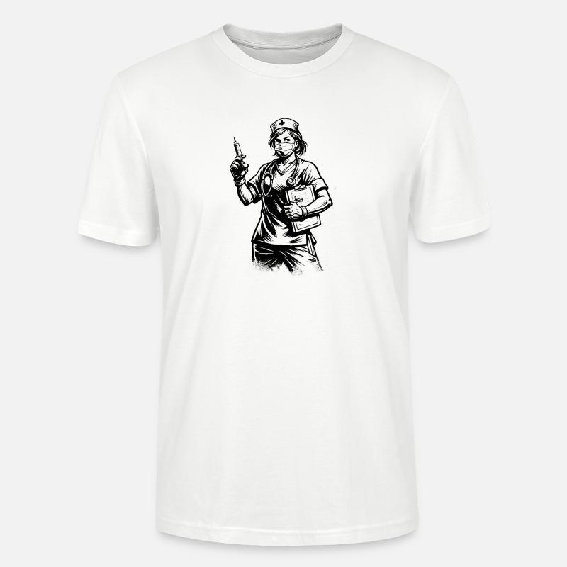 Freundliche Krankenschwester Comic Stil Schwarz We - Stanley/Stella Unisex Bio-T-Shirt CRAFTER - Weiß