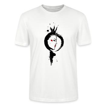 Amaterasu – Sonnengöttin Enso Sumi-e - Stanley/Stella Unisex Bio-T-Shirt CRAFTER - Weiß - Vorne - Alina (178cm) & Michal (187cm)