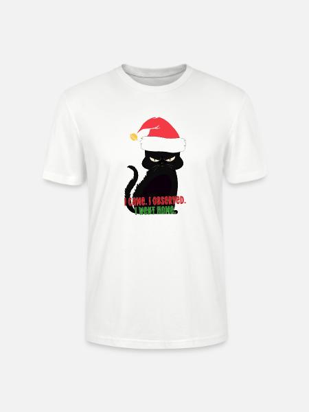 Weihnachtskatzen-Weihnachtsmütze – Stummer Beobachter-Humor - Stanley/Stella Unisex Bio-T-Shirt CRAFTER - Weiß