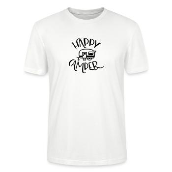 Camping: Happy Camper - Stanley/Stella Unisex Bio-T-Shirt CRAFTER - Weiß - Vorne - Alina (178cm) & Michal (187cm)