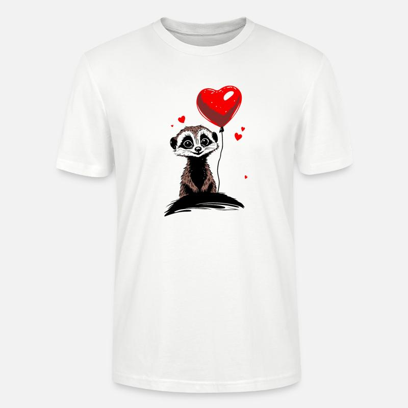 Erdmännchen Herz Luftballon - Heartful Creatures - Stanley/Stella Unisex Bio-T-Shirt CRAFTER - Weiß