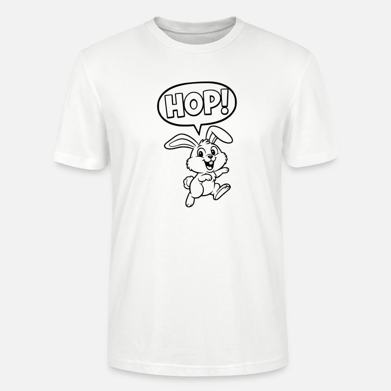 HOP! Bunny Jumping Outline Comic - Stanley/Stella CRAFTER Unisex Organic T-Shirt - white