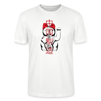 Made in China - Waving Cat - Black - Stanley/Stella CRAFTER Unisex Organic T-Shirt - white - Front - Alina (178cm) & Michal (187cm)