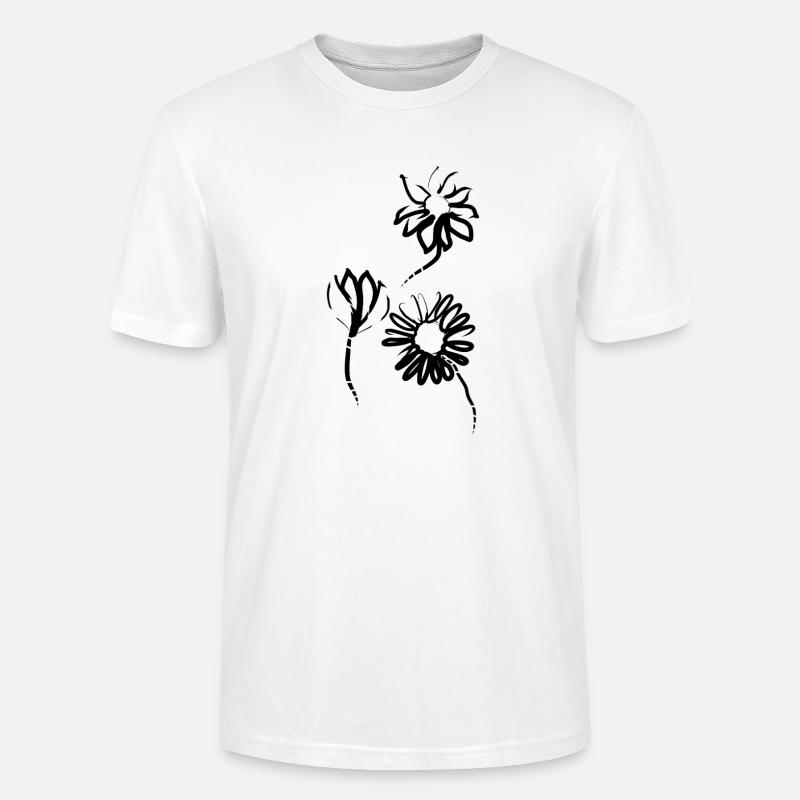 Fleurs dessinées à la main - T-shirt bio CRAFTER Stanley Stella Unisexe - blanc