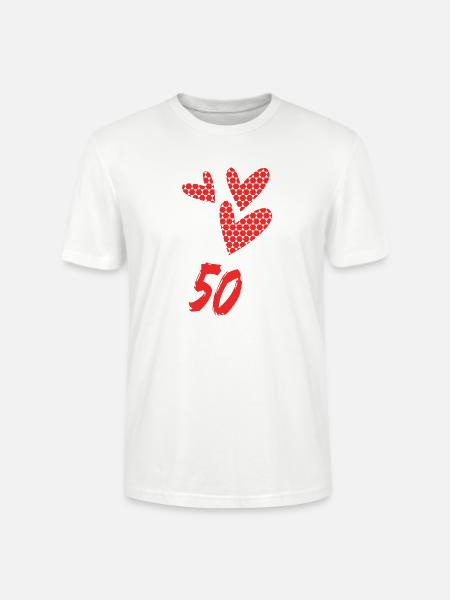 50. 50 ÅR. 50-årsjubileum. FÖDELSEDAG 50 ÅR. - Ekologisk T-shirt CRAFTER unisex från Stanley/Stella - vit