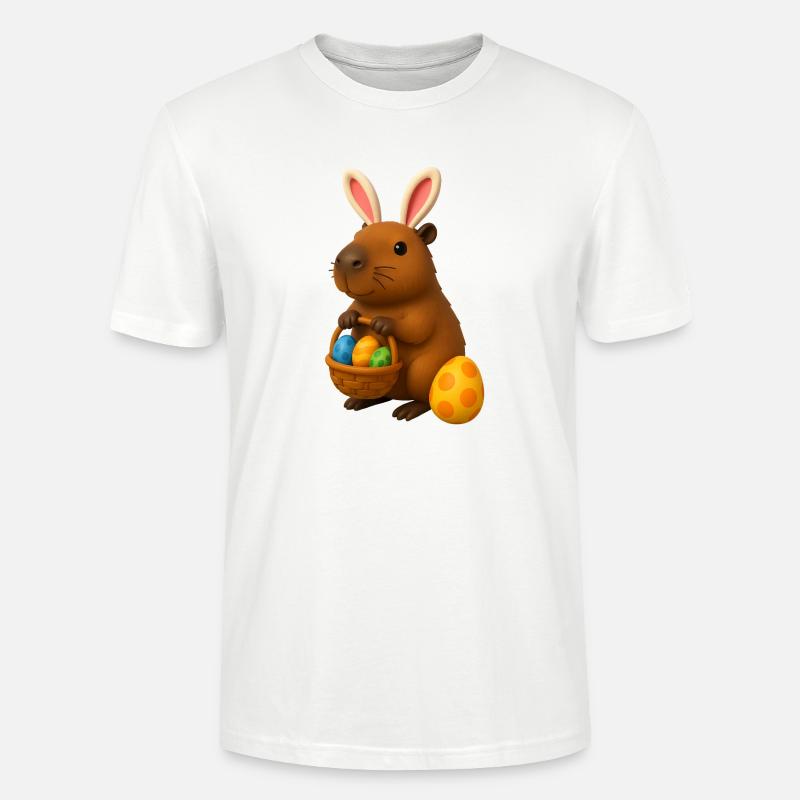 Osterhasen-Capybara mit Körbchen mit bunten Eiern - Stanley/Stella Unisex Bio-T-Shirt CRAFTER - Weiß