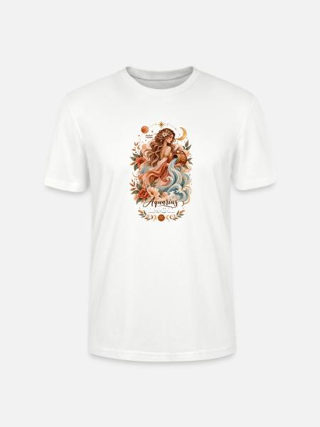Aquarius Zodiac Terrakotta Botanische Astrologie - Stanley/Stella Unisex Bio-T-Shirt CRAFTER - Weiß
