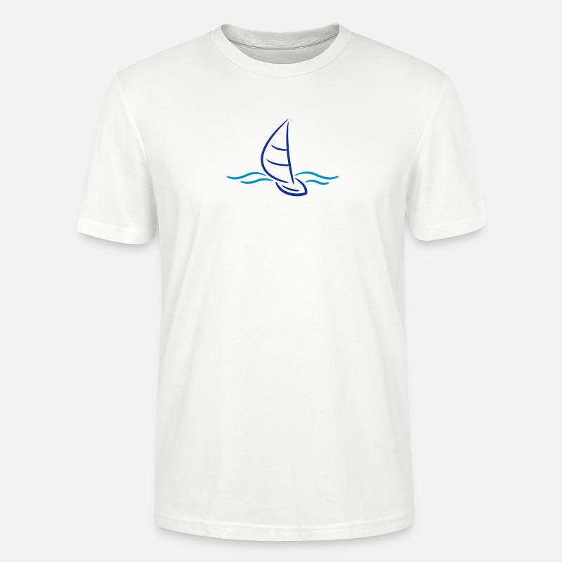 Sailing Boad And Waves Logo - T-shirt bio CRAFTER Stanley Stella Unisexe - blanc