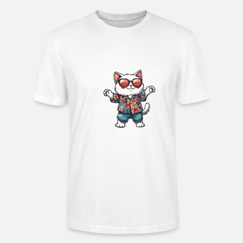 Katze Comic Urlaub - Stanley/Stella Unisex Bio-T-Shirt CRAFTER - Weiß