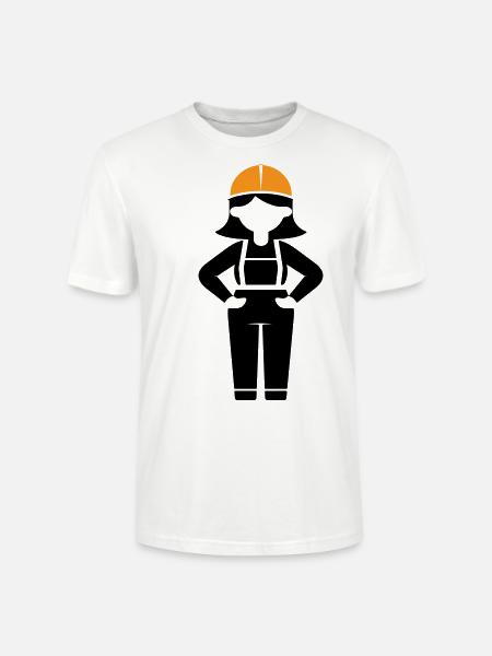 Construction Worker Woman - Stanley/Stella CRAFTER Unisex Organic T-Shirt - white