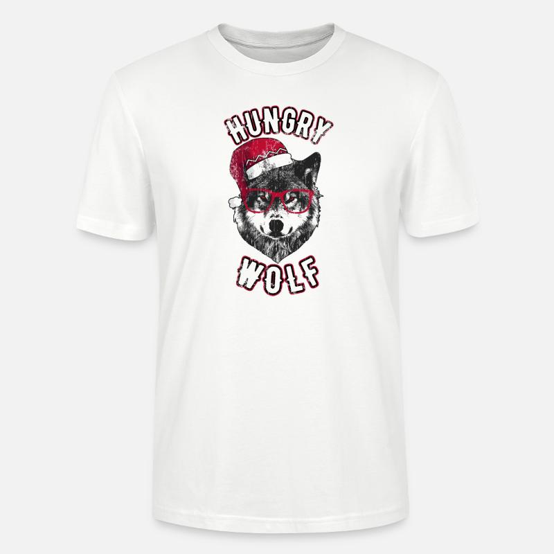 Hungry Wolf – Grumpy Christmas Wolf - Stanley/Stella Unisex Bio-T-Shirt CRAFTER - Weiß