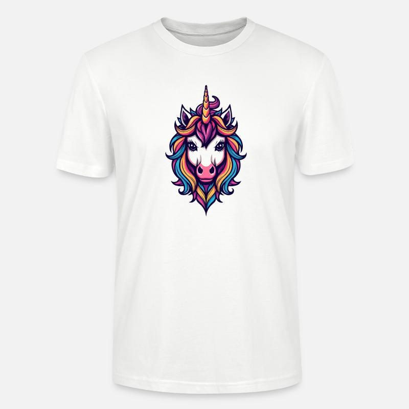 Regenbogen Einhorn Kopf - Stanley/Stella Unisex Bio-T-Shirt CRAFTER - Weiß