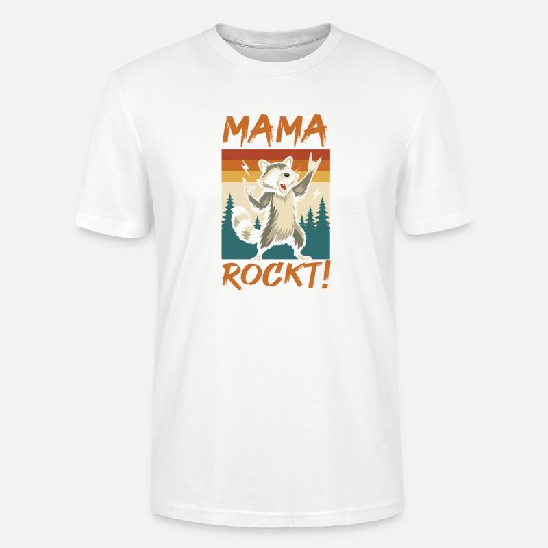 WaschbĂ€r Mutter Coole Rocker Mama - Stanley/Stella Unisex Bio-T-Shirt CRAFTER - WeiĂ