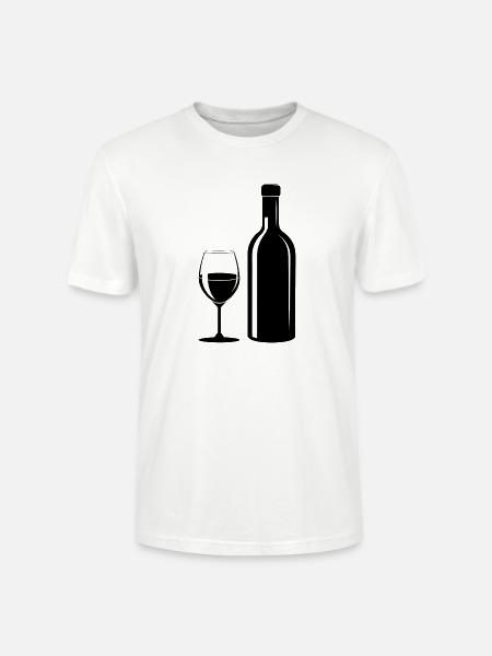 Weinglas und Flasche - Stanley/Stella Unisex Bio-T-Shirt CRAFTER - Weiß