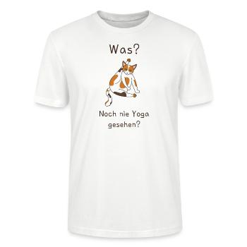 Yoga Katzen T-Shirt - Stanley/Stella Unisex Bio-T-Shirt CRAFTER - Weiß - Vorne - Alina (178cm) & Michal (187cm)