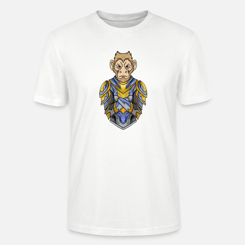 Chevalier Singe avec Armure Croisé - T-shirt bio CRAFTER Stanley Stella Unisexe - blanc