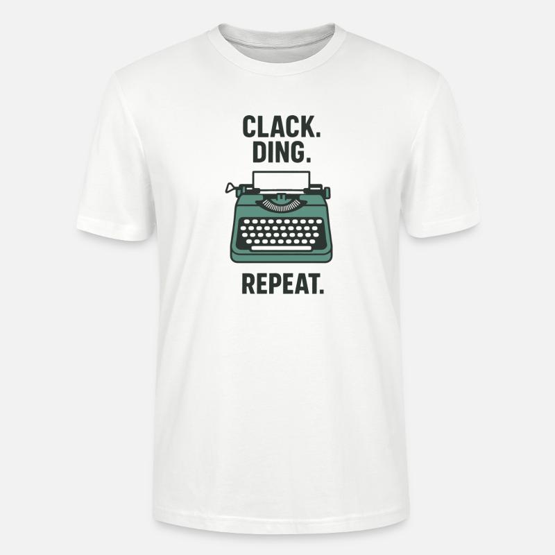 Klack Ding Repeat | Machine à écrire - T-shirt bio CRAFTER Stanley Stella Unisexe - blanc