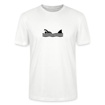 swimmer with shark - T-shirt bio CRAFTER Stanley Stella Unisexe - blanc - Devant - Alina (178cm) & Michal (187cm)