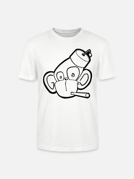 Affe mit Zigarette (Kontur) - Stanley/Stella Unisex Bio-T-Shirt CRAFTER - Weiß