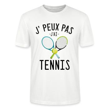 J'peux pas j'ai tennis cadeau humour sport tennis - T-shirt bio CRAFTER Stanley Stella Unisexe - blanc - Devant - Alina (178cm) & Michal (187cm)