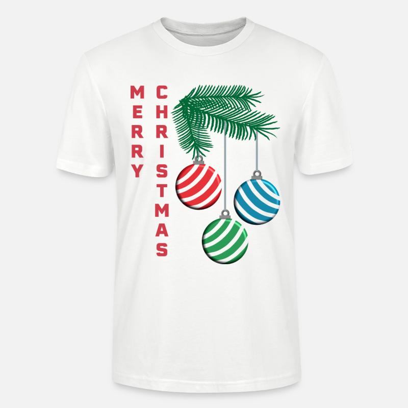 God jul gren med julepynt - Stanley/Stella CRAFTER unisex økologisk T-skjorte - hvit