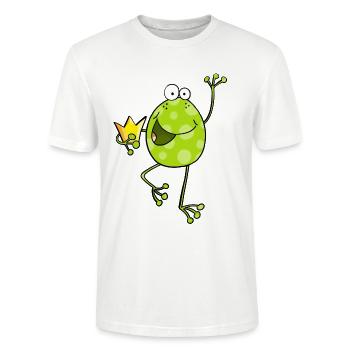 Frosch mit Krone - Frösche - Kröte - Comic - König - Stanley/Stella Unisex Bio-T-Shirt CRAFTER - Weiß - Vorne - Alina (178cm) & Michal (187cm)