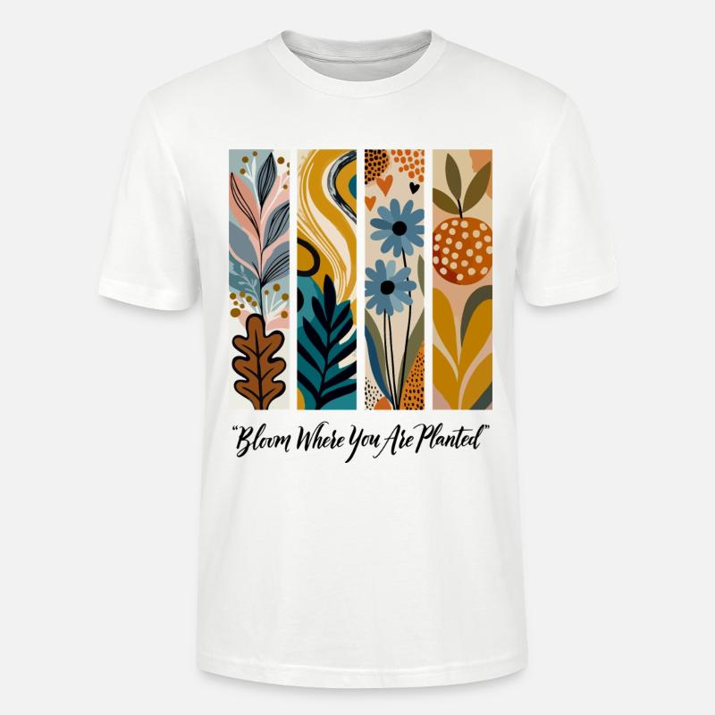 Blooming Botanical Panel Collage - Stanley/Stella CRAFTER Unisex Organic T-Shirt - white