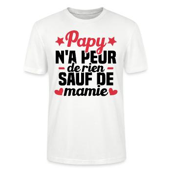 Papy N'a Peur De Rien Sauf De Mamie - T-shirt bio CRAFTER Stanley Stella Unisexe - blanc - Devant - Alina (178cm) & Michal (187cm)