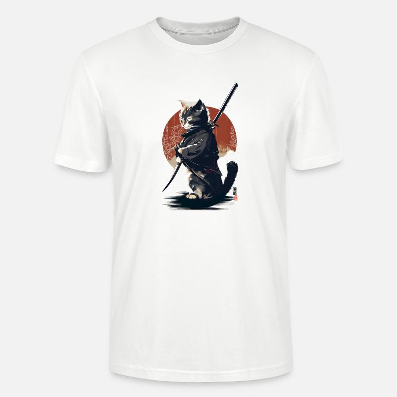 Kawaii Neko Samurai : Katzen-Samurai - Stanley/Stella Unisex Bio-T-Shirt CRAFTER - Weiß
