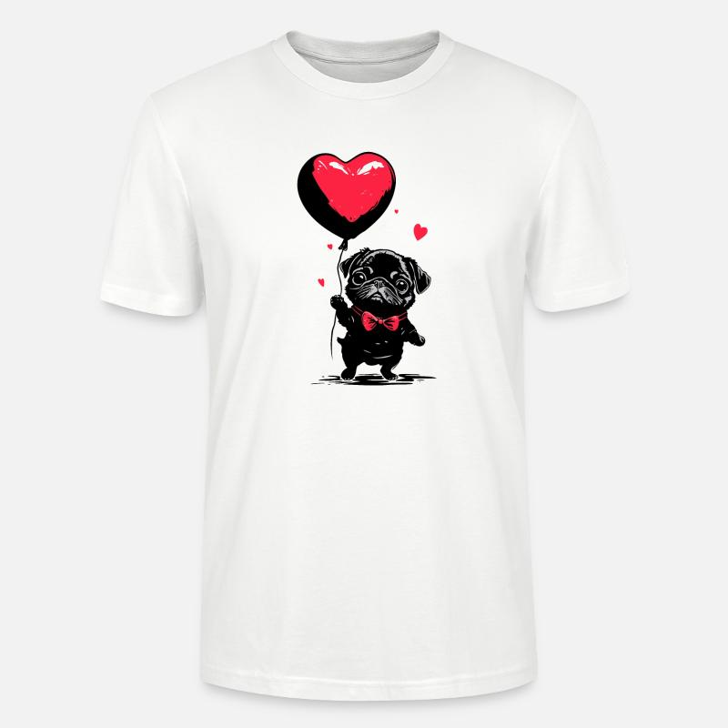 Mops mit Herz Luftballon - Heartful Creatures - Stanley/Stella Unisex Bio-T-Shirt CRAFTER - Weiß