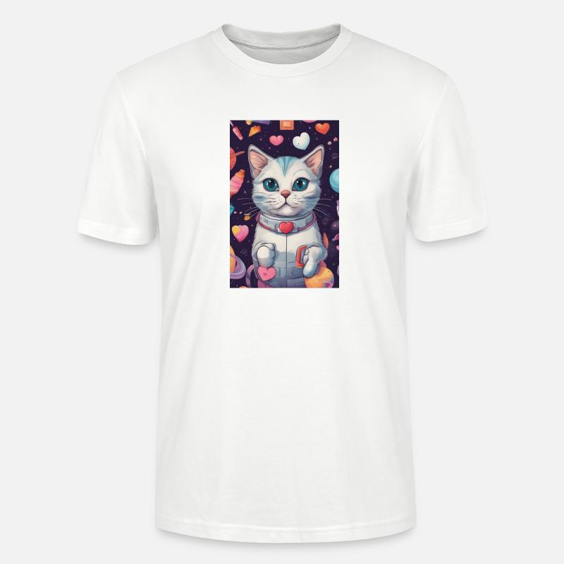 Chat dans l’espace Vol.10 - T-shirt bio CRAFTER Stanley Stella Unisexe - blanc
