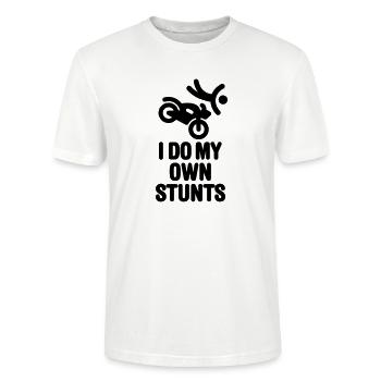I do my own stunts Motorrad Kreuzer unfall biker - Stanley/Stella Unisex Bio-T-Shirt CRAFTER - Weiß - Vorne - Alina (178cm) & Michal (187cm)