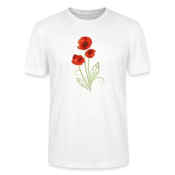Coquelicots avec des feuilles de filigrane. Été. - T-shirt bio CRAFTER Stanley Stella Unisexe - blanc - Devant - Alina (178cm) & Michal (187cm)