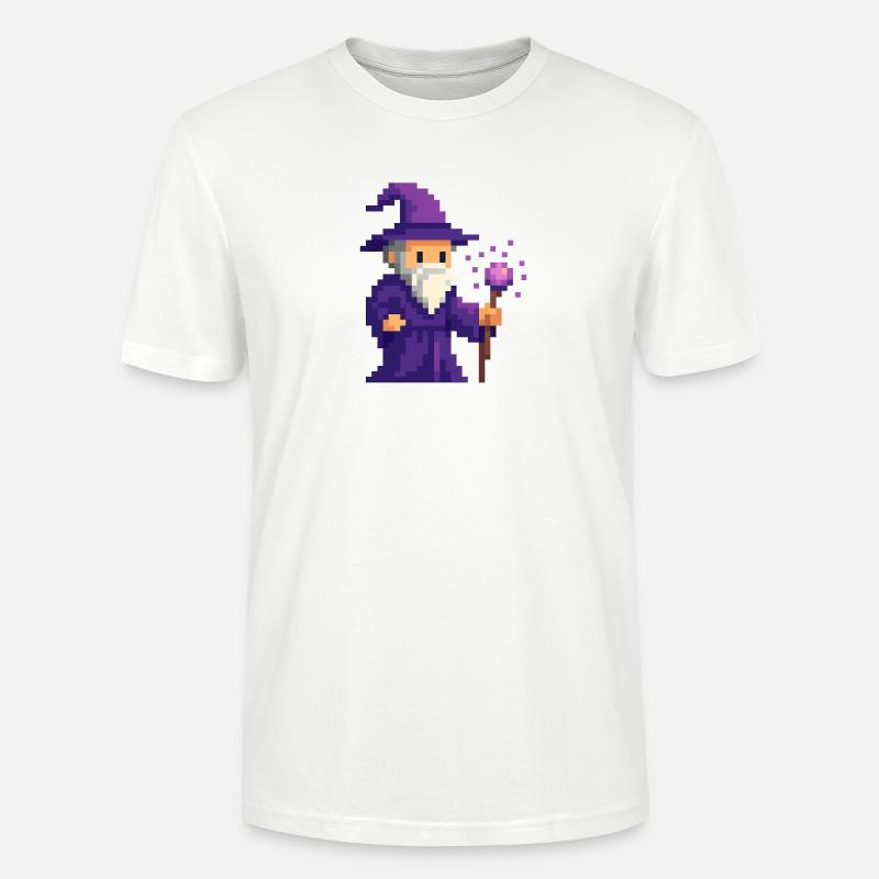 Pixel wizard dans le scintillement violet - T-shirt bio CRAFTER Stanley Stella Unisexe - blanc