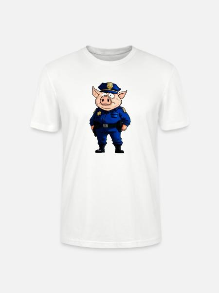 Schweine Polizei / Polizistin Schwein - Stanley/Stella Unisex Bio-T-Shirt CRAFTER - Weiß