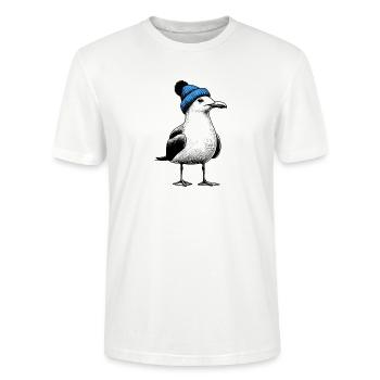 Nordsee Hafen Moin Möwe Mütze Beanie blau - Stanley/Stella Unisex Bio-T-Shirt CRAFTER - Weiß - Vorne - Alina (178cm) & Michal (187cm)