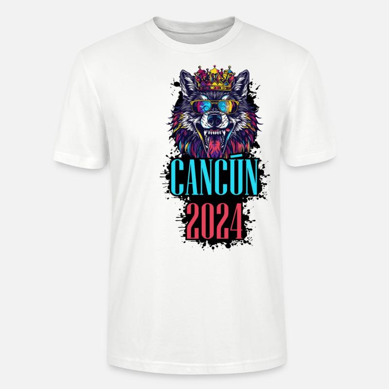 Cancun 2024 Urlaub Wolf - Stanley/Stella Unisex Bio-T-Shirt CRAFTER - Weiß