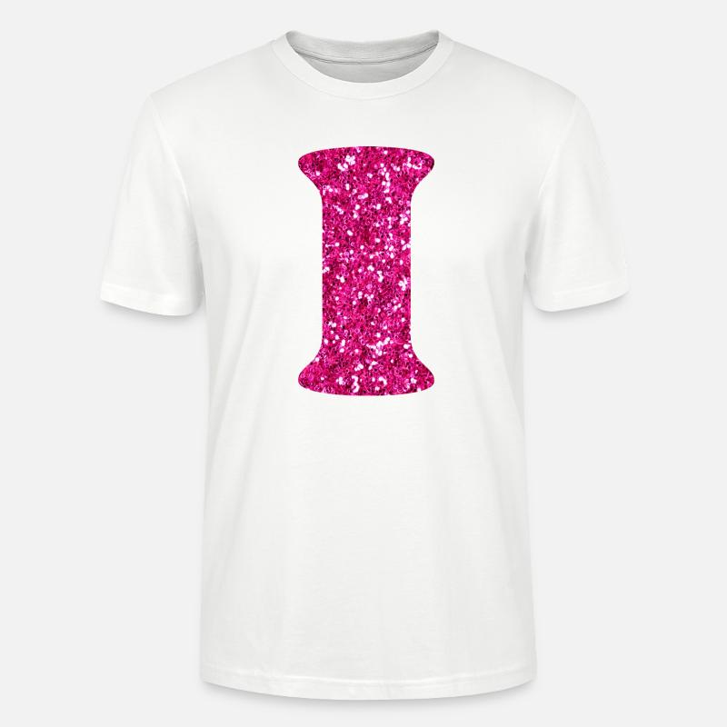 Buchstabe i rosa Glitzer - Stanley/Stella Unisex Bio-T-Shirt CRAFTER - Weiß