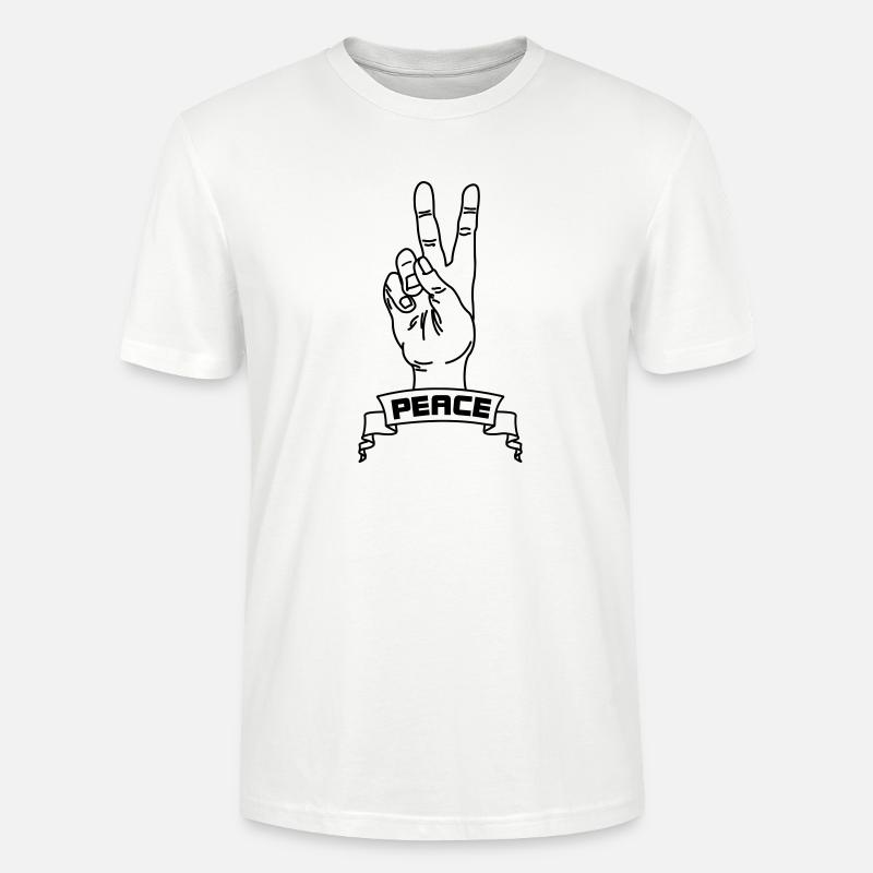 Handgesten Frieden mit Friedenstext - Stanley/Stella Unisex Bio-T-Shirt CRAFTER - Weiß