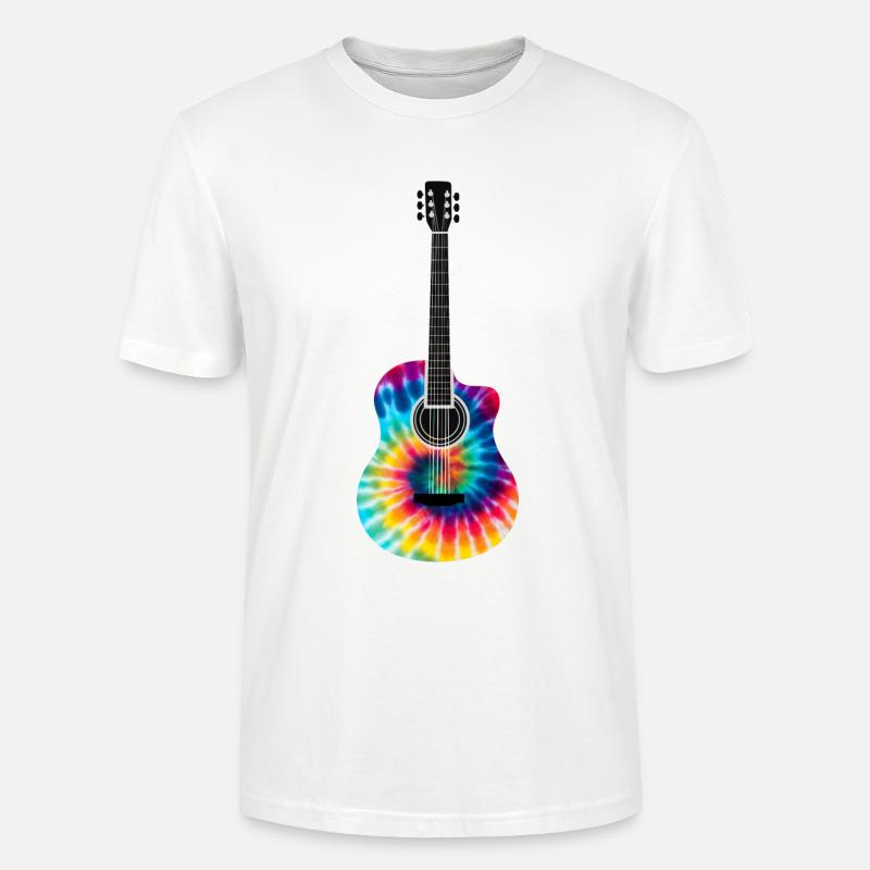 Mehrfarbiges Batik-Gitarrendesign - Stanley/Stella Unisex Bio-T-Shirt CRAFTER - Weiß