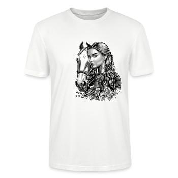 1883 Horse Girl Riding Rider Ride Rider Cow Y - Stanley/Stella CRAFTER Unisex Organic T-Shirt - white - Front - Alina (178cm) & Michal (187cm)