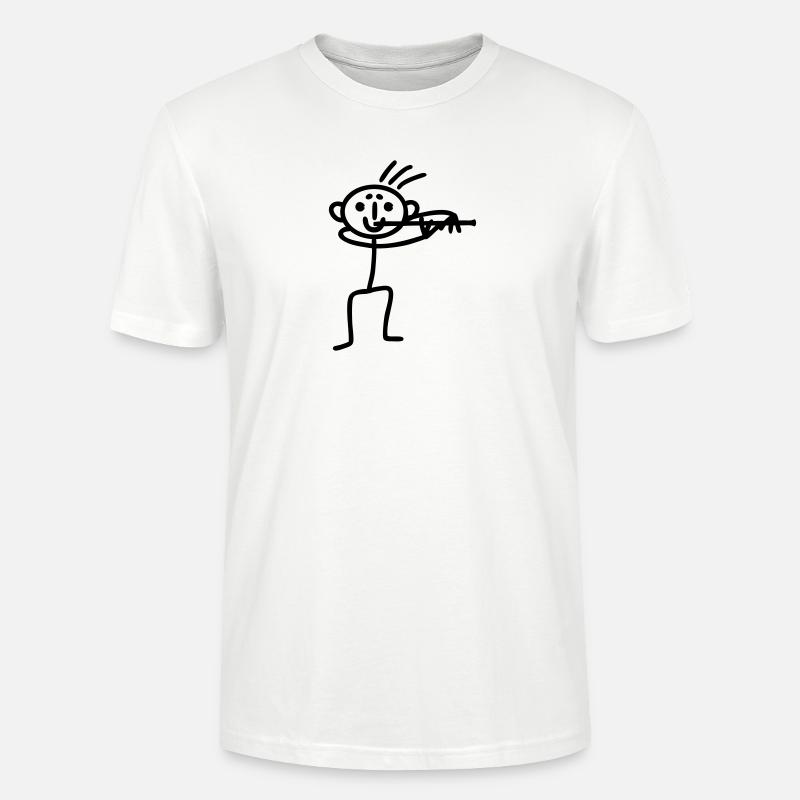 Strichmännchen Querflöte - Stanley/Stella Unisex Bio-T-Shirt CRAFTER - Weiß