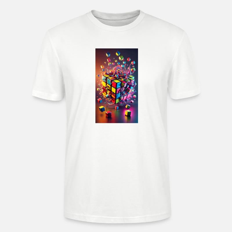 Cube d’explosion de couleur - T-shirt bio CRAFTER Stanley Stella Unisexe - blanc