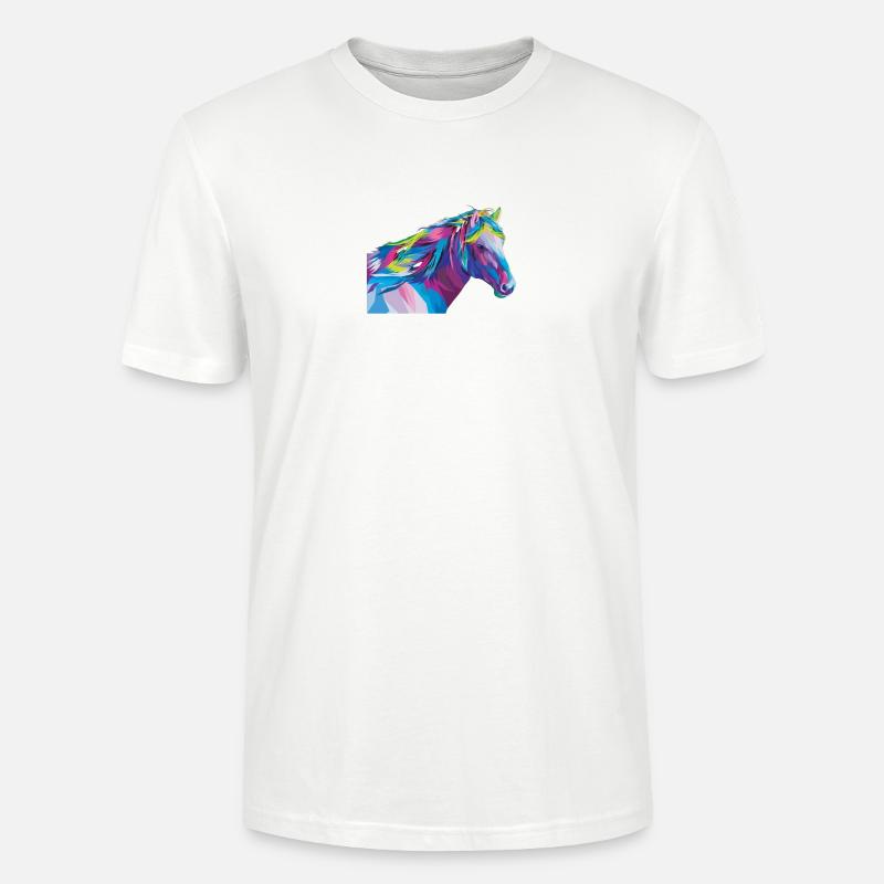 Geometrisches Regenbogenpferd - Stanley/Stella Unisex Bio-T-Shirt CRAFTER - Weiß