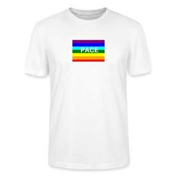 Peace / Pace-Regenbogen-Fahne - Stanley/Stella Unisex Bio-T-Shirt CRAFTER - Weiß - Vorne - Alina (178cm) & Michal (187cm)