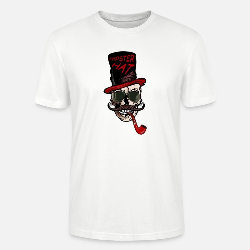Kopf des Todeshippie-Hutschnurrbart-Kranzitats - Stanley/Stella Unisex Bio-T-Shirt CRAFTER - Weiß